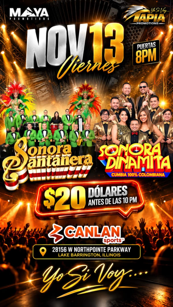 Event - Canlan sport Dinamita y Santanera  - Lake Barrington, Illinois - November 13, 2026 | concert tickets