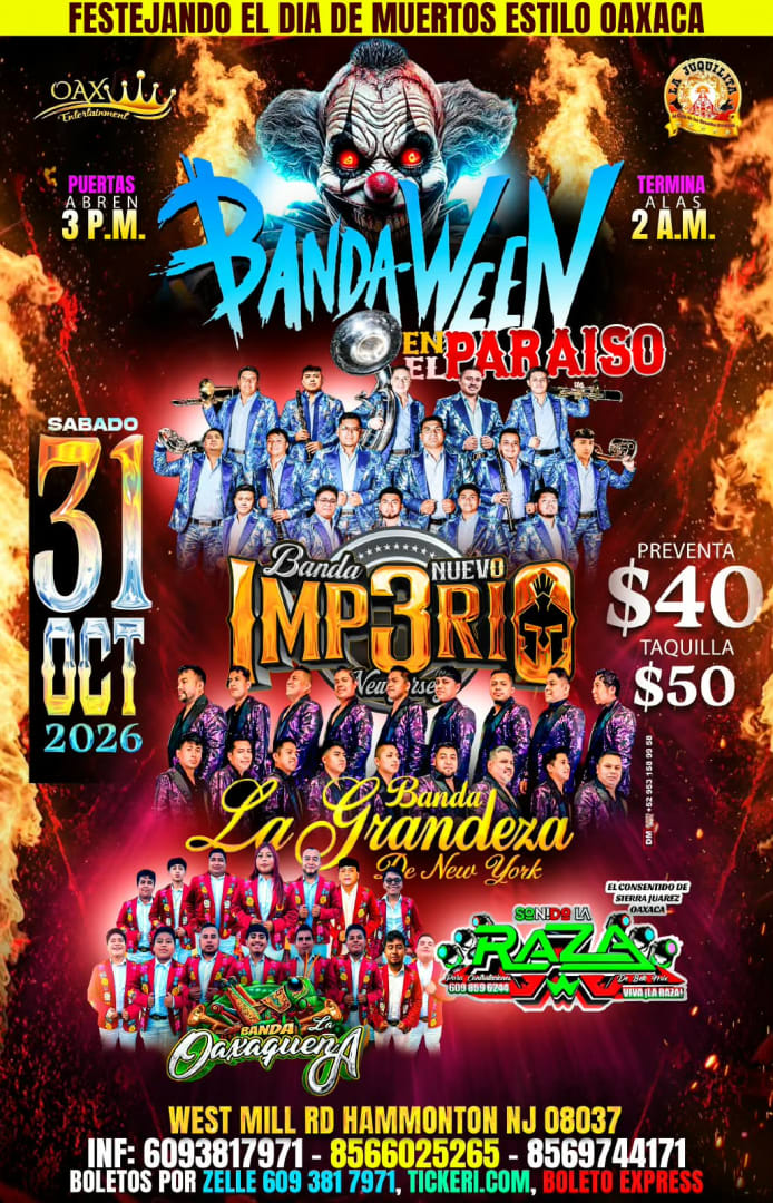 Event - BANDAWEEN EN EL PARAISO - Hammonton, New Jersey - October 31, 2026 | concert tickets