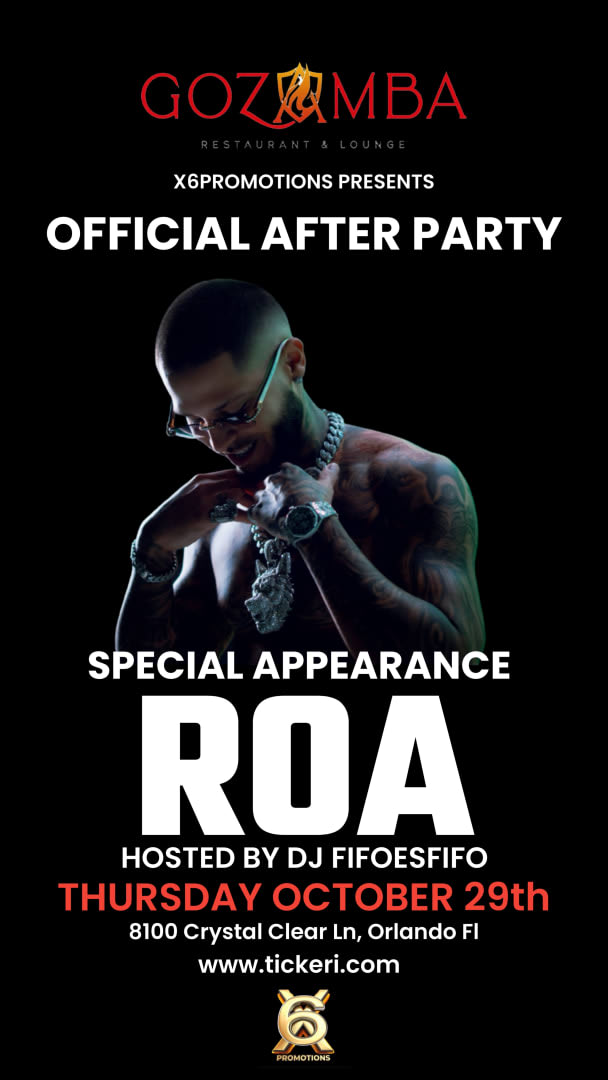 Event - X6 Presenta a Roa este 29 de Octubre en Gozamba - Orlando, Florida - October 29, 2026 | concert tickets