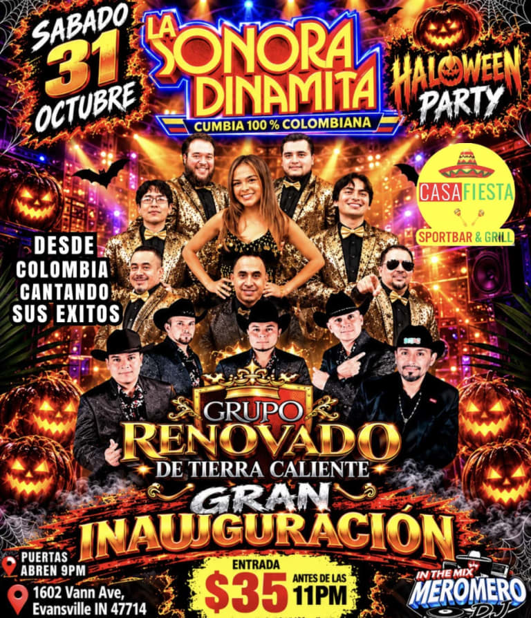 Event - HALLOWEEN CON LA SONORA DINAMITA🧨 - Evansville, Indiana - October 31, 2026 | concert tickets