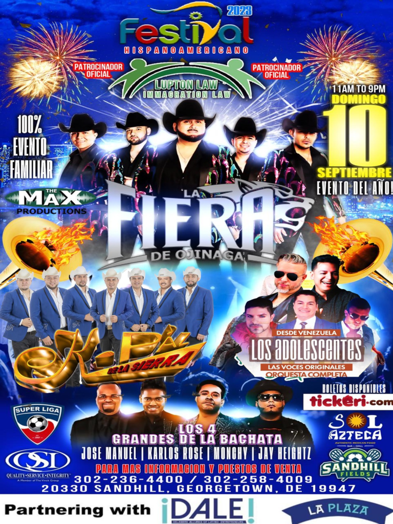Event - GRAN FESTIVAL HISPANOAMERICANO  LA FIERA DE OJINAGA , K - PAZ DE LA SIERRA , LAS VOCES ORIGINALES EX-ADOLESCENTES, K-ROSE, JOSE MANUEL EL SULTAN, MOHCY Y JAY HEIGTHZ  EN VIVO ! GEORGETOWN DELAWARE - Georgetown, Delaware - September 10, 2023 | concert tickets