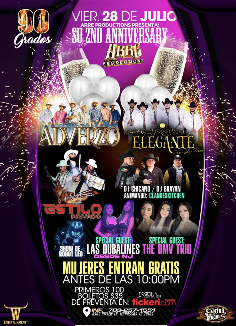 Event - Adverzo, Conjunto Elegante De La Perla, Estilo Privado En Vivo!!! @ 90 Grados Nightclub, Manassas, VA - Manassas, Virginia - July 28, 2023 | concert tickets