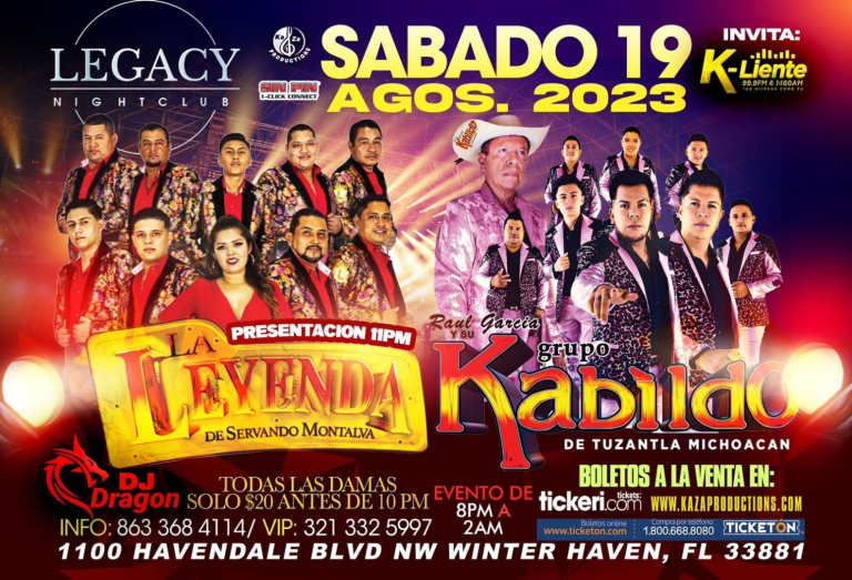 Event - LA LEYENDA DE SERVANDO MONTALVA , GRUPO KABILDO EN VIVO ! - Winter Haven, Florida - August 19, 2023 | concert tickets