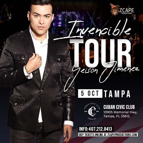 Event - INVENCIBLE TOUR YEISON JIMENEZ EN CONCIERTO ! - Tampa, Florida - October 5, 2023 | concert tickets