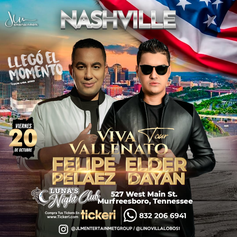 Event - Nashville (Tennessee) - FELIPE PELÁEZ, ELDER DAYÁN DÍAZ ¡EN CONCIERTO!  - Murfreesboro, Tennessee - October 20, 2023 | concert tickets