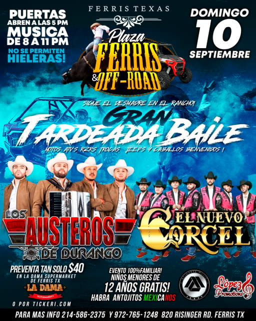 Event - Austeros de Durango, Nuevo Corcel y Anarquia - Ferris, Texas - September 10, 2023 | concert tickets
