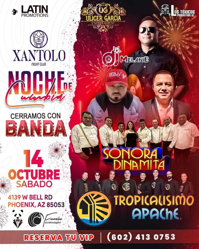 Event - NOCHE DE CUMBIA ! SONORA DINAMITA , TROPICALISIMO APACHE EN VIVO ! - Phoenix, Arizona - October 14, 2023 | concert tickets