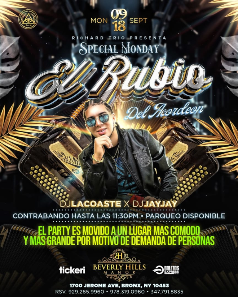 Event - EL RUBIO DEL ACORDEON EN CONCIERTO !  - Bronx, New York - September 18, 2023 | concert tickets