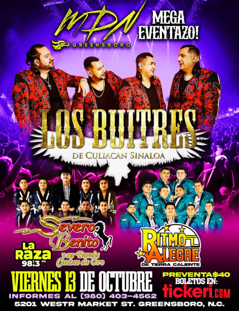 Event - Los Buitres de Culiacan Sinaloa | Severo Benito | Ritmo Alegre en Greensboro, NC *CANCELLED* - Greensboro, North Carolina - October 13, 2023 | concert tickets
