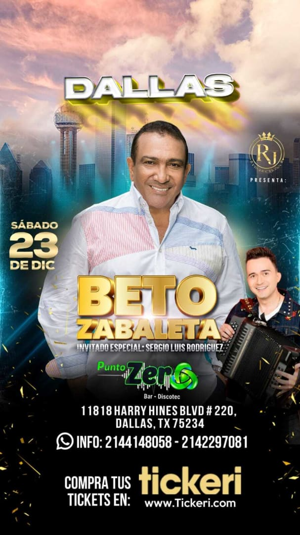 Event - BETO ZABALETA EN CONCIERTO !  - Dallas, Texas - December 23, 2023 | concert tickets
