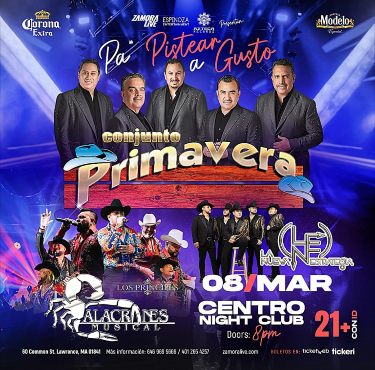 Event - CONJUNTO PRIMAVERA | ALACRANES MUSICAL & LA NUEVA ESTRATEGIA en LAwrence, MA - Lawrence, Massachusetts - 8 de marzo de 2024 | concert tickets