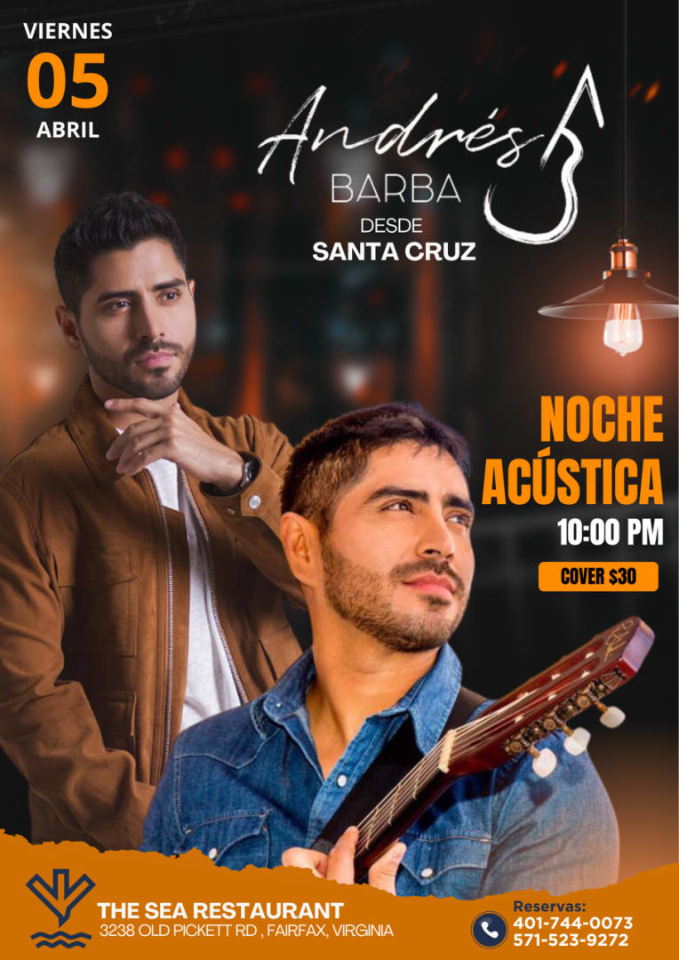 Event - ANDRES BARBA - NOCHE ACUSTICA - Fairfax, Virginia - 5 de abril de 2024 | concert tickets