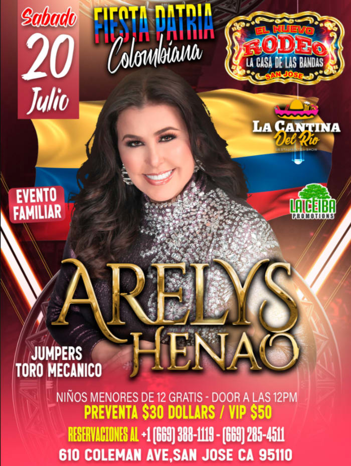 Event - ARELYS HENAO EN CONCIERTO !  - San Jose, California - July 20, 2024 | concert tickets