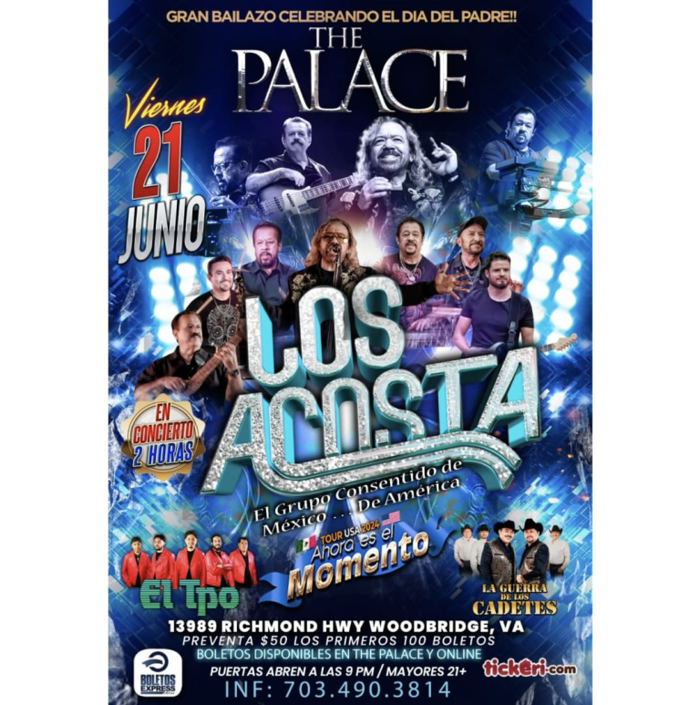 Event - LOS ACOSTA, EL TPO & LOS CADETES en VIRGINIA - Woodbridge, Virginia - June 21, 2024 | concert tickets