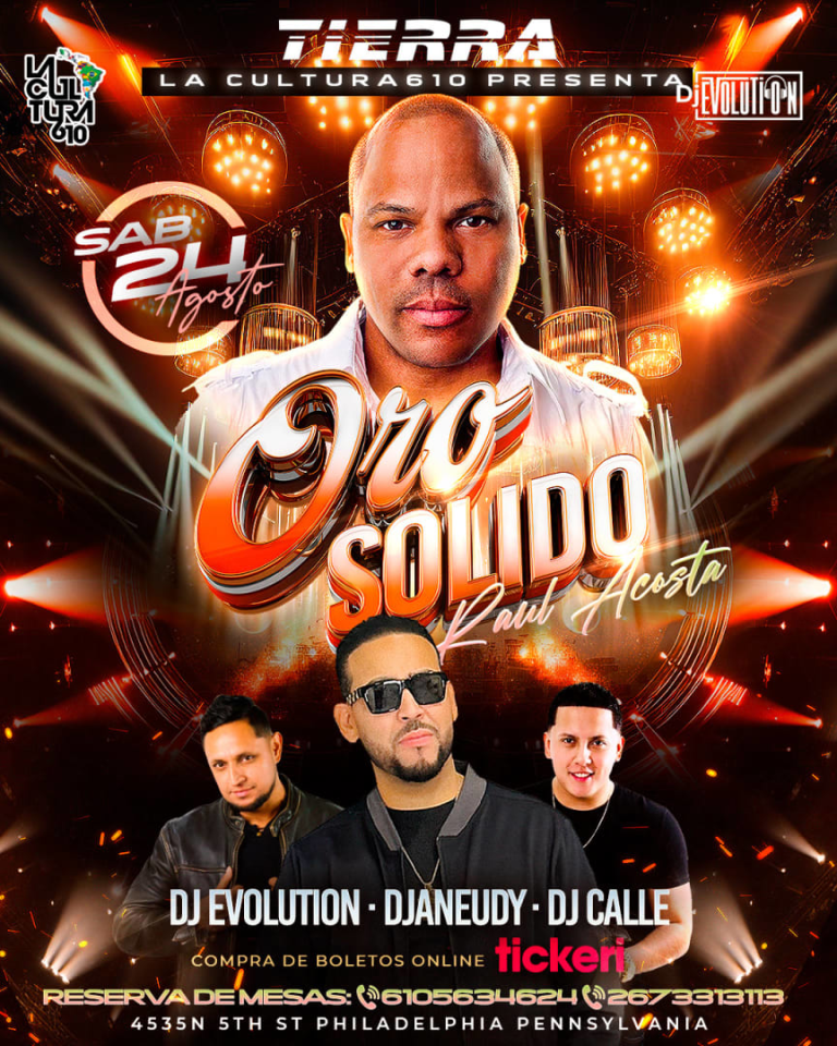 Event - RAUL ACOSTA ORO SÓLIDO  - Philadelphia, Pennsylvania - August 24, 2024 | concert tickets