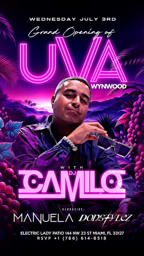 Event - GRAND OPENING OF UVA WYNWOOD WITH DJ CAMILO - Miami, Florida - July 3, 2024 | concert tickets