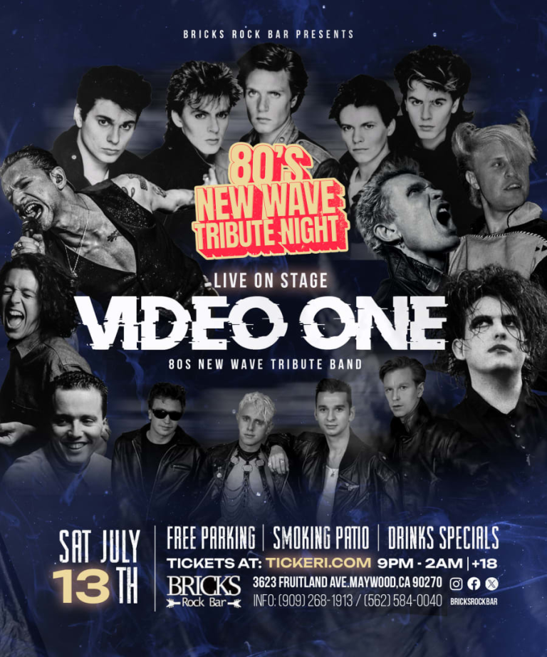 Event - VIDEO ONE BAND Playing live all of your favorite 80s new wave hits (80s new wave tribute night) - Maywood, California - July 13, 2024 | concert tickets