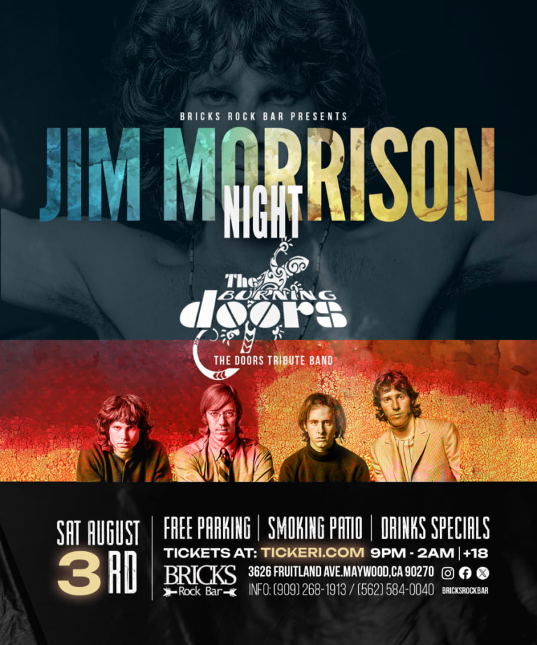 Event - THE BURNING DOORS (THE ULTIMATE TRIBUTE TO THE DOORS (JIM MORRISON NIGHT) - Maywood, California - August 3, 2024 | concert tickets