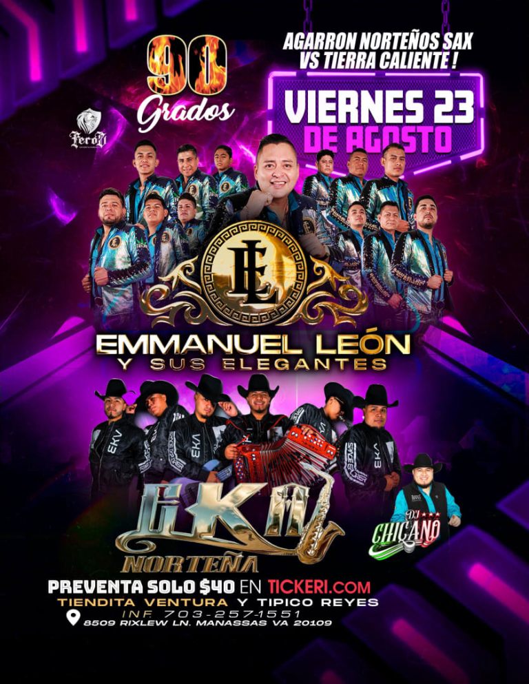 Event - EMMANUEL LEON Y SUS ELEGANTES & EKA NORTEÑA - Manassas, Virginia - 23 de agosto de 2024 | concert tickets