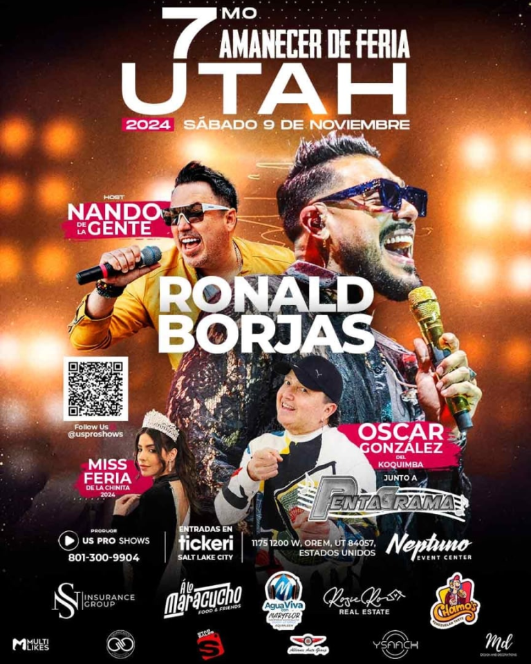 Event - 7mo AMANECER DE FERIA con Ronald Borjas y mas EN SALT LAKE CITY UTAH ! - Orem, Utah - November 9, 2024 | concert tickets