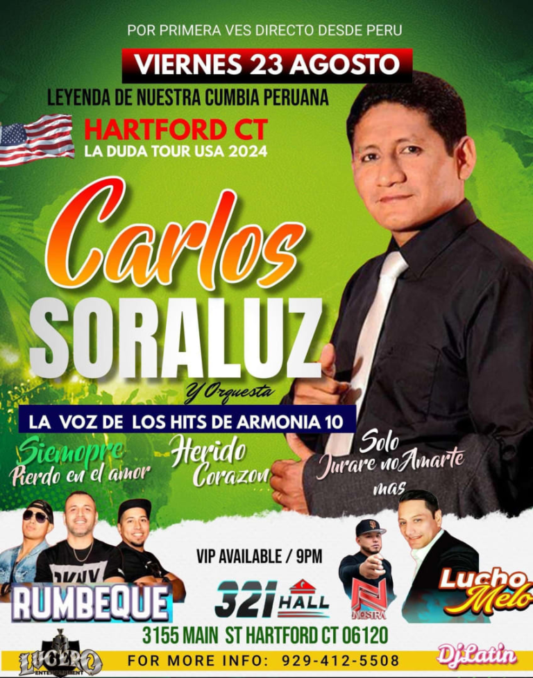 Event -  CARLOS SORALUZ Y ORQUESTA - Hartford, Connecticut - August 23, 2024 | concert tickets