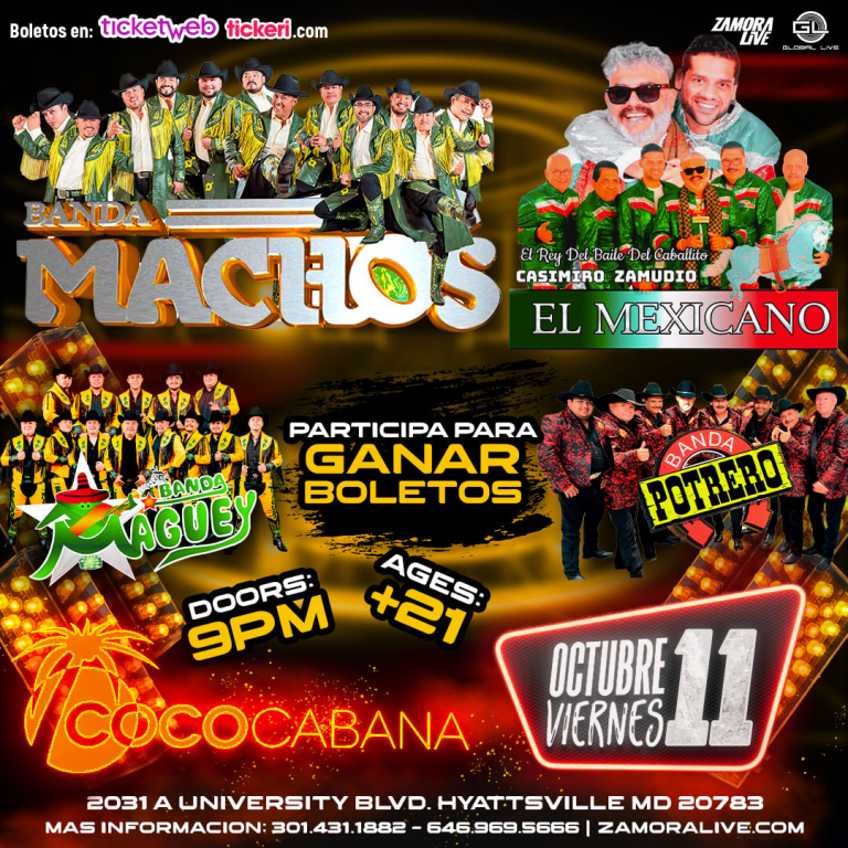 Event - Banda Machos, El Mexican, Banda Magey & Banda Potrero - Adelphi, Maryland - October 11, 2024 | concert tickets