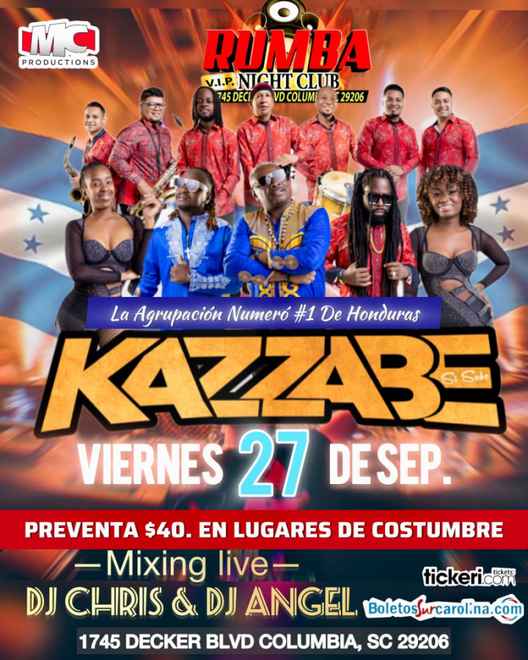Event - Kazzabe En Vivo - Rumba Nightclub (Columbia, SC)  - Columbia, South Carolina - September 27, 2024 | concert tickets