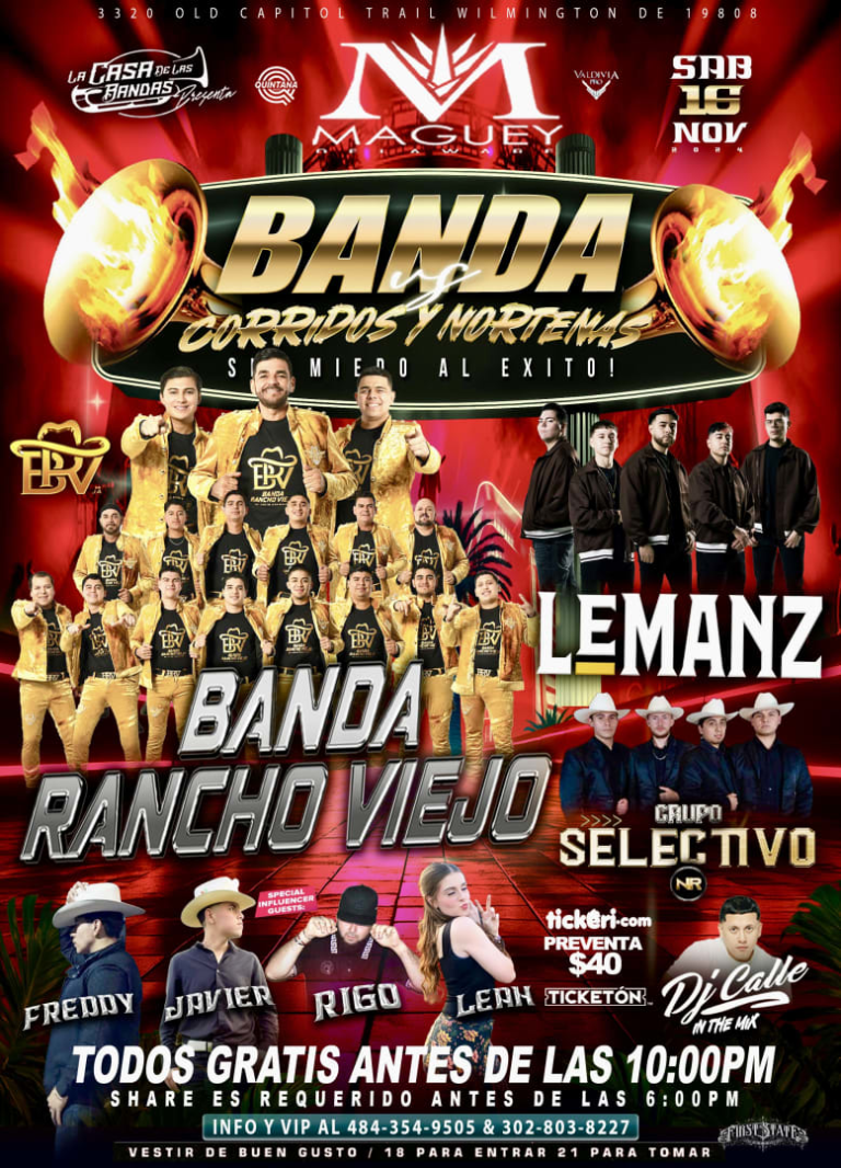 Event - BANDA RANCHO VIEJO LEMANZ Y GRUPO SELECTIVO - Wilmington, Delaware - November 16, 2024 | concert tickets