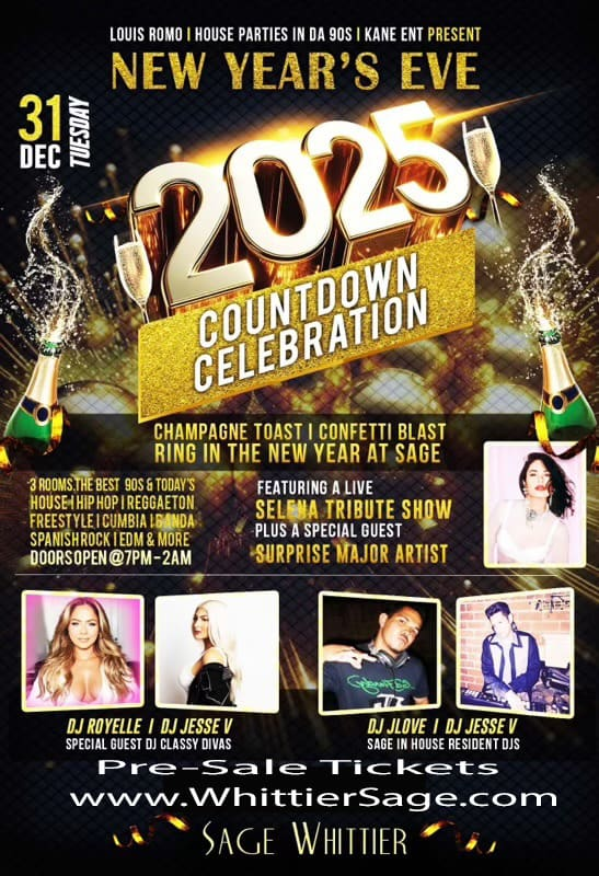 Event - NYE 2025 Countdown Celebration. Tue Dec 31. Surprise Artist & Selena Show. - Whittier, California - December 31, 2024 | concert tickets