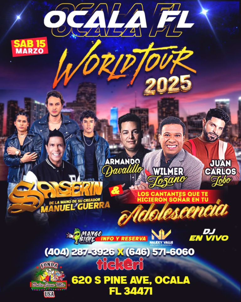 Event - SALSERIN, ARMANDO DAVALILLO, WILMER LOZANO, JUAN CARLOS LOBO EN CONCIERTO!!! - Ocala, Florida - March 15, 2025 | concert tickets