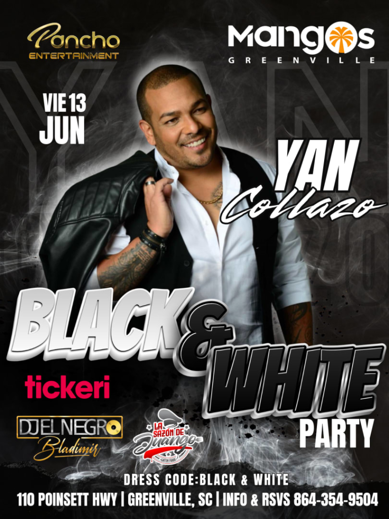Event - YAN COLLAZO EN GREENVILLE: BLACK & WHITE PARTY - Greenville, South Carolina - June 13, 2025 | concert tickets