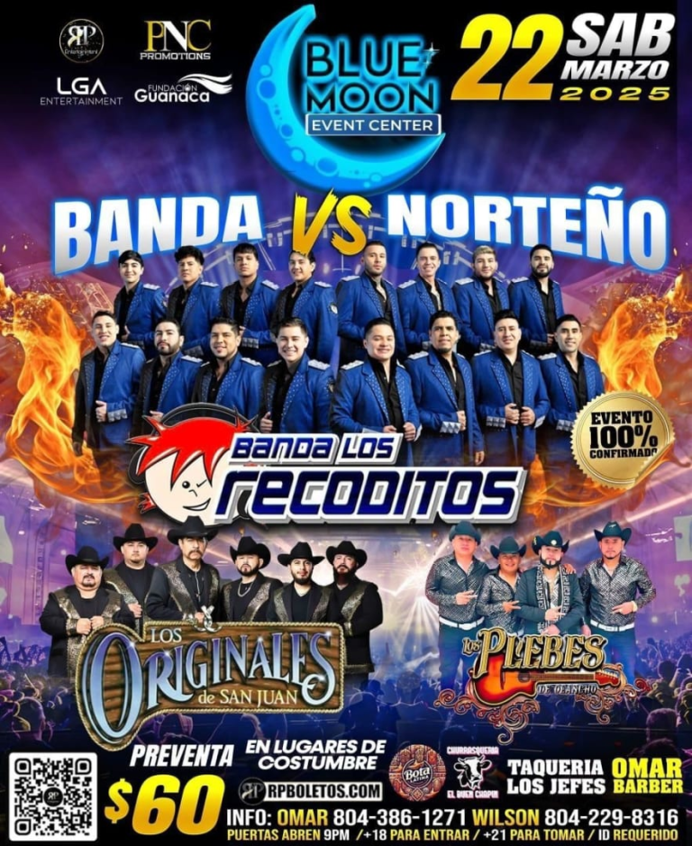 Event - BANDA LOS RECODITOS & LOS ORIGINALES DE SAN JUAN & LOS PLEBES DE OLANCHO EN VIVO!!! - Richmond, Virginia - March 22, 2025 | concert tickets