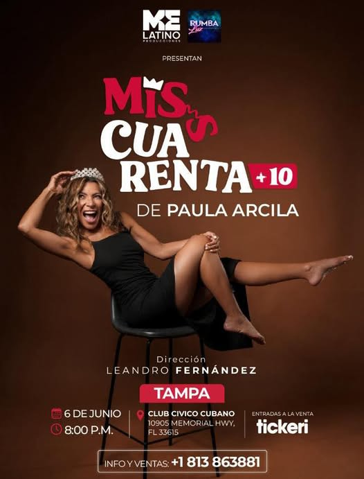 Event - PAULA ARCILA/ MISS CUARENTA +10 - Tampa, Florida - June 6, 2025 | concert tickets