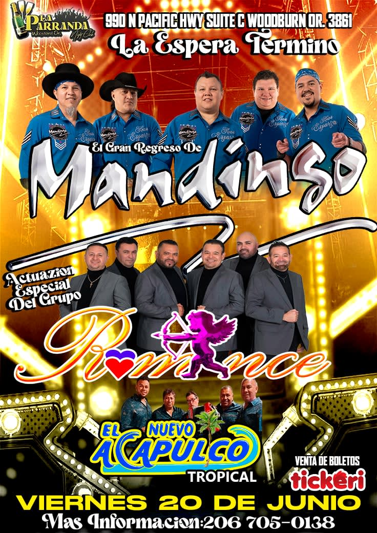 Event - MANDINGO ROMANCE Y EL NUEVO ACAPULCO  - Woodburn, Oregon - June 20, 2025 | concert tickets