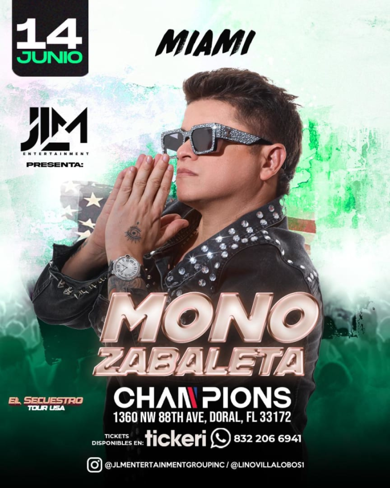 Event - MONO ZABALETA EN MIAMI - Doral, Florida - June 14, 2025 | concert tickets
