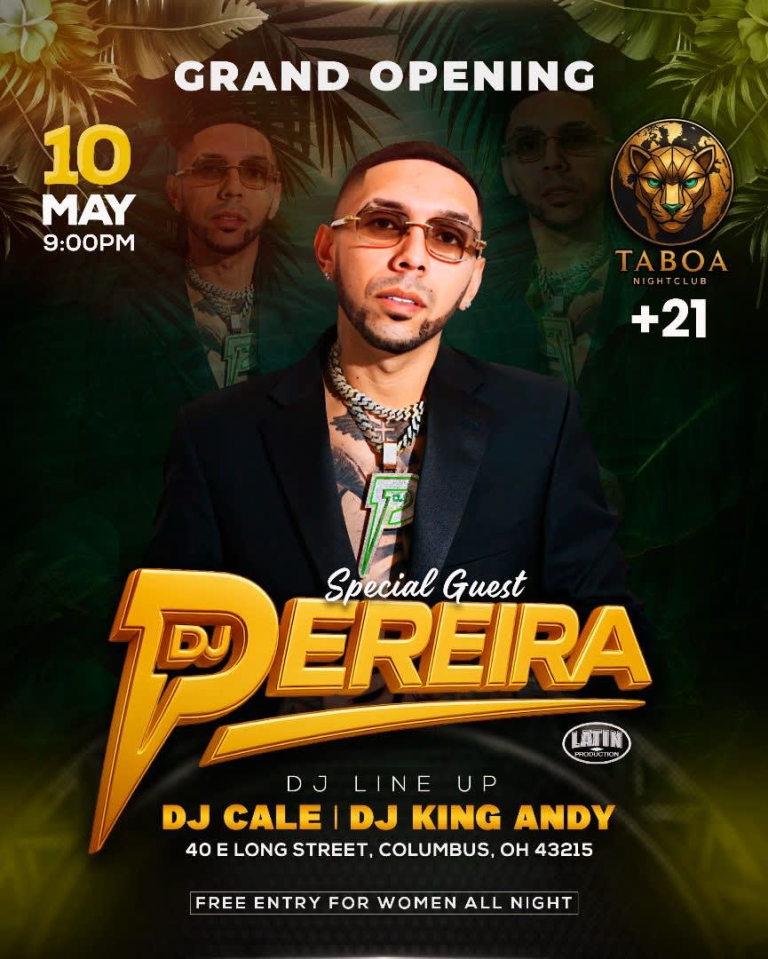 Event - DJ PERREIRA GRAND OPENING TABOA, COLUMBUS OHIO  - Columbus, Ohio - May 10, 2025 | concert tickets