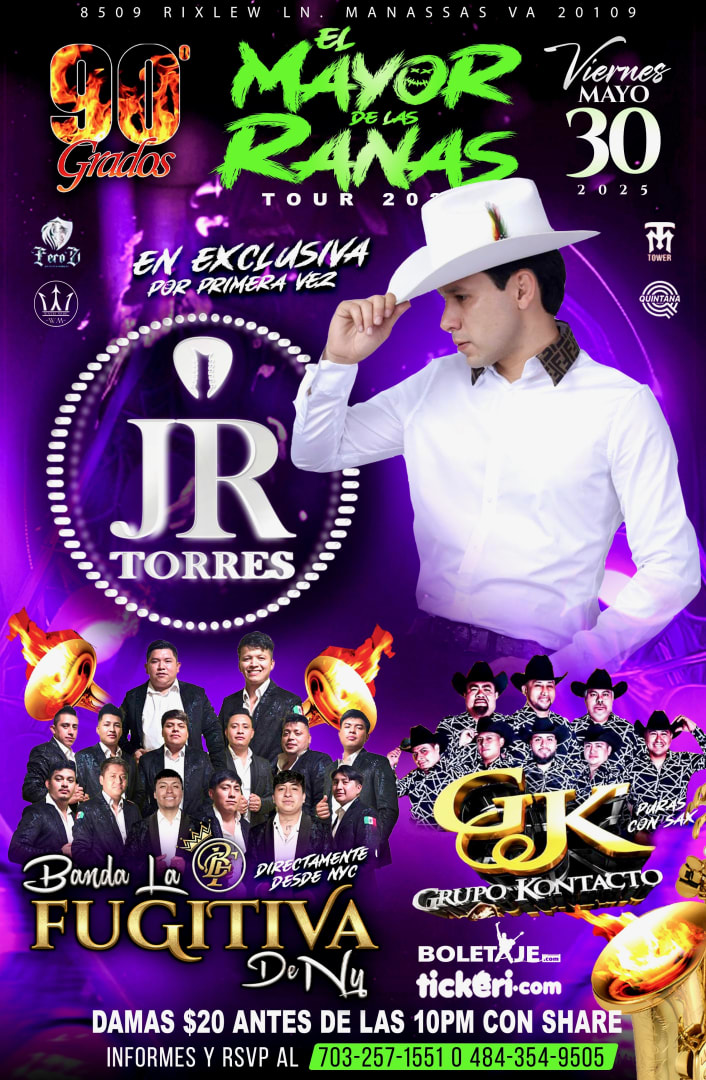 Event - JR TORRES BANDA LA FUGITIVA GRUPO KONTACTO EN VIVO - Manassas, Virginia - May 30, 2025 | concert tickets