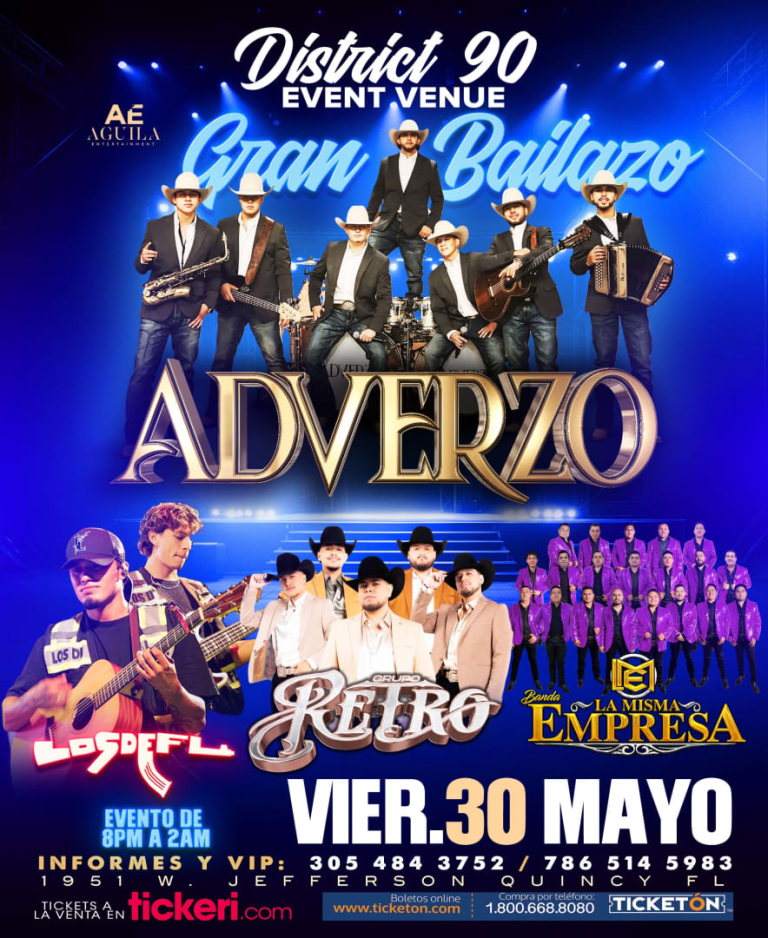 Event - Adverzo, Los de FL y Banda La Misma Empresa-Este Viernes 30 de Mayo en Quincy, FL  - Quincy, Florida - May 30, 2025 | concert tickets