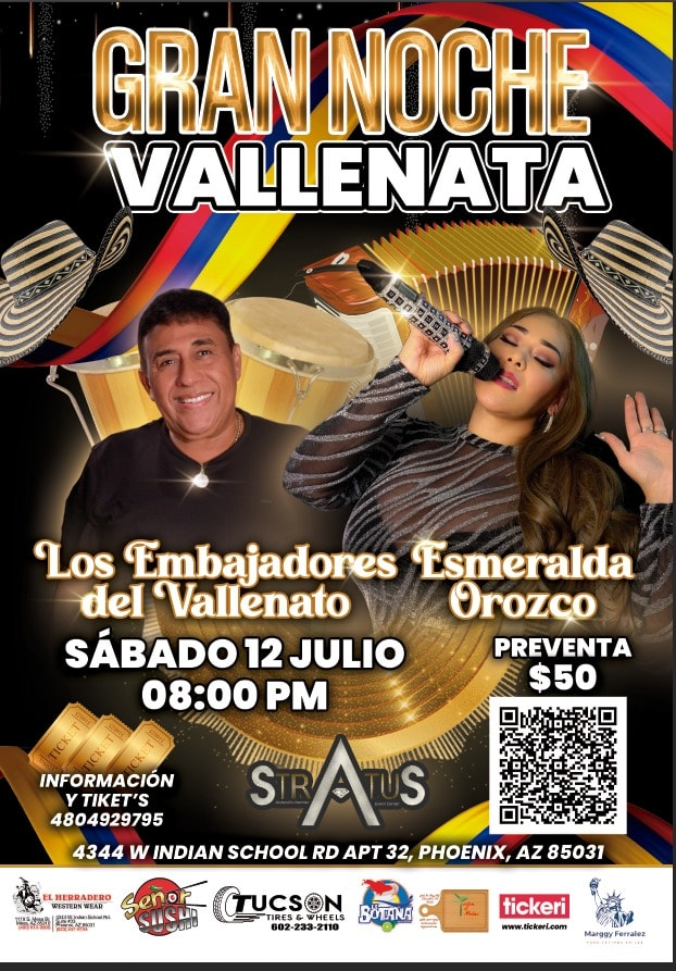 Event - Gran Noche Vallenata - Esmeralda Orozco - Los Embajadores Del Vallenato  - Phoenix, Arizona - July 12, 2025 | concert tickets