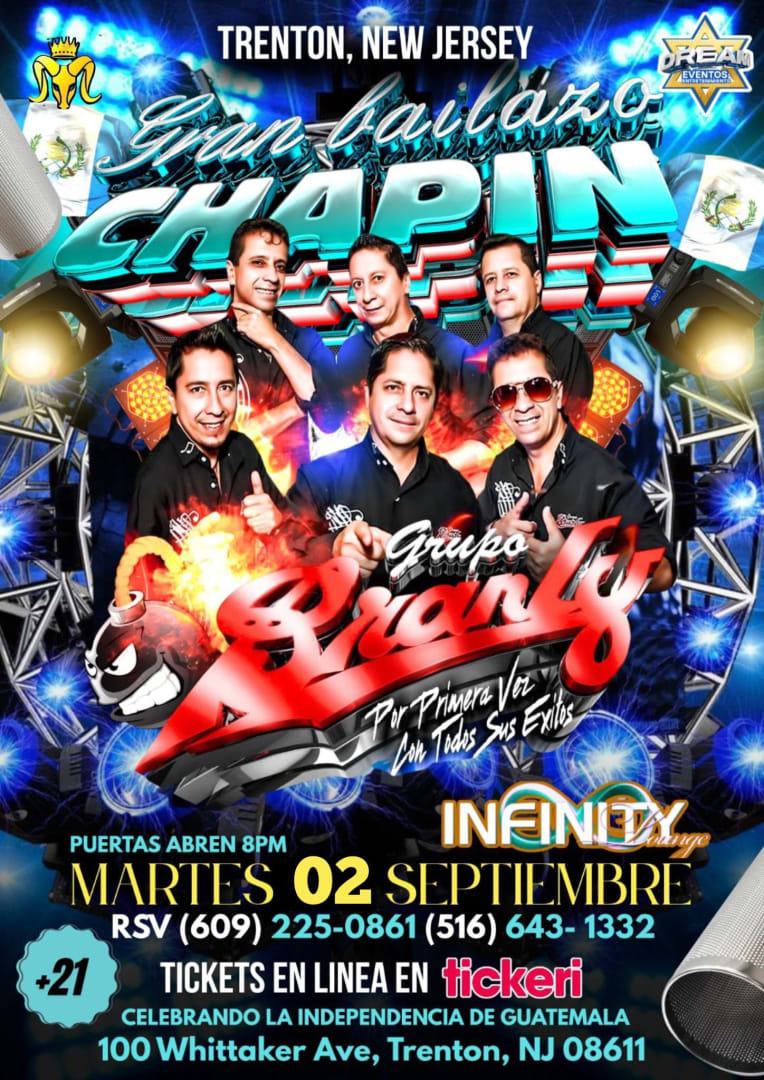 Event - HOY  Martes 2 Sept / GRUPO BRANLY de Guatemala en Trenton New Jersey  / Infinity Lounge en Exclusiva  - Trenton, New Jersey - September 2, 2025 | concert tickets