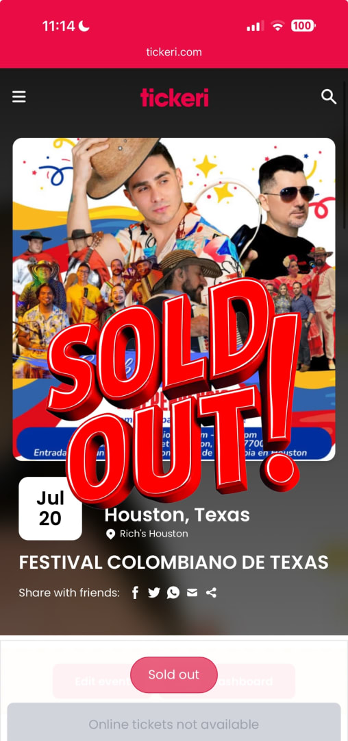 Event - FESTIVAL COLOMBIANO DE TEXAS  - Houston, Texas - July 20, 2025 | concert tickets