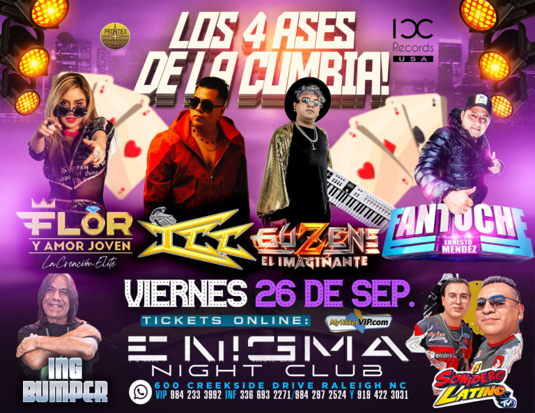 Event - LOS 4 ASES DE LA CUMBIA ENIGMA RALEIGH  - Raleigh, North Carolina - September 26, 2025 | concert tickets