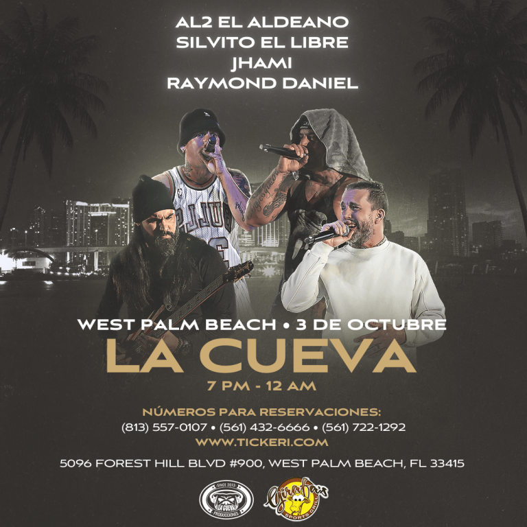 Event - La Cueva Presenta: Al2 El Aldeano, Silvito El Libre, Jhamy y Raymond Daniel. - West Palm Beach, Florida - October 3, 2025 | concert tickets