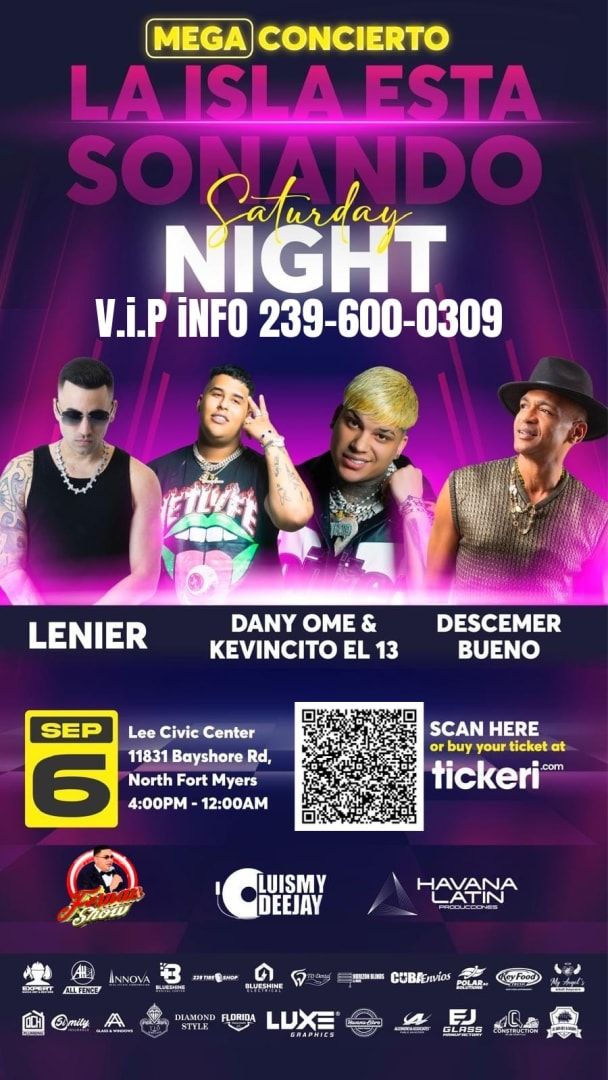Event - Megaconcierto - Lenier, Dany Ome & Kevincito el 13, Descemer Bueno en concierto! - North Fort Myers, Florida - September 6, 2025 | concert tickets