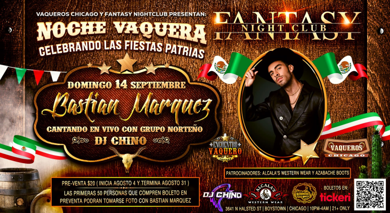 Event - NOCHE VAQUERA CON BASTIAN MARQUEZ - Chicago, Illinois - September 14, 2025 | concert tickets