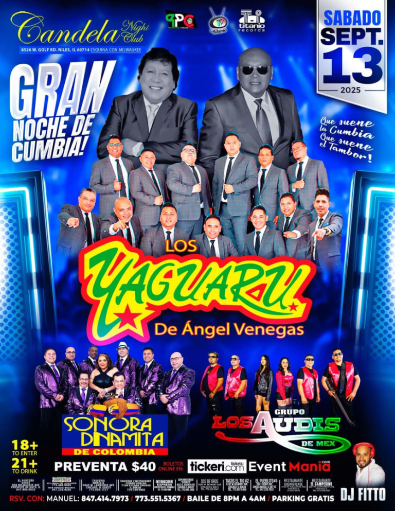 Event - CANCELADO Los Yaguarú de Ángel Venegas, Sonora Dinamita y Grupo Los Audis en Candela Night Club – Niles, IL - Niles, Illinois - September 13, 2025 | concert tickets