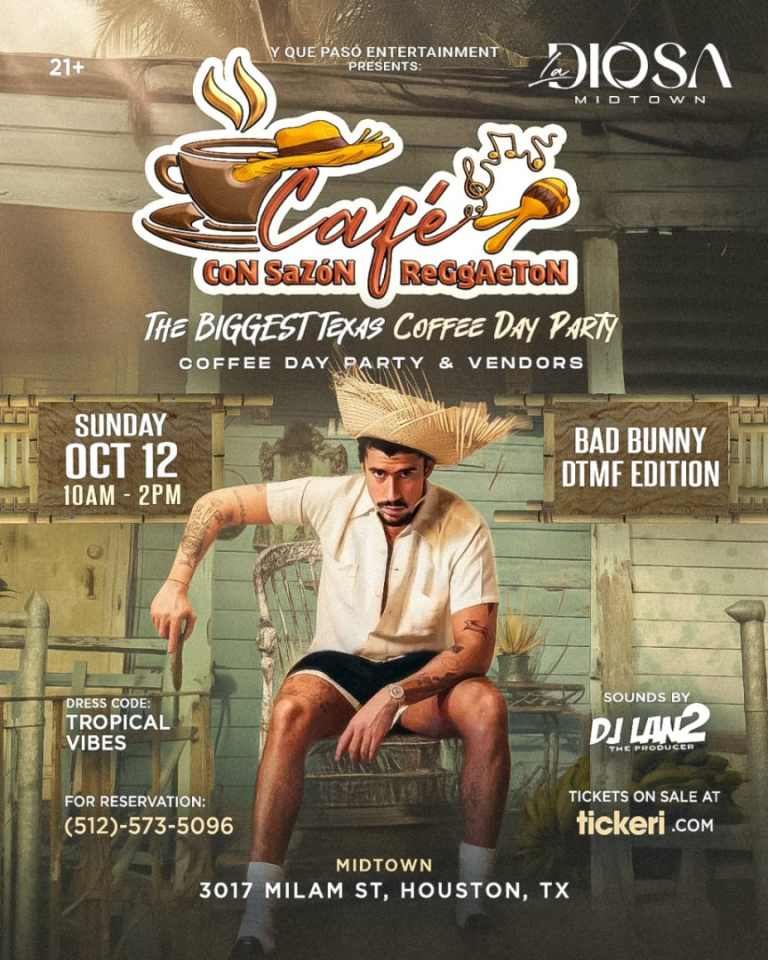 Event - CAFE CON SAZÓN Y REGGAETON (HOUSTON, TEXAS) - Houston, Texas - October 12, 2025 | concert tickets
