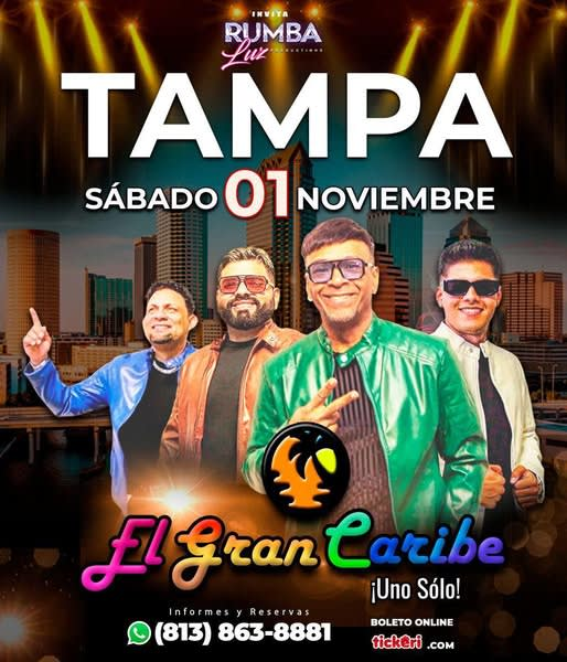 Event - EL GRAN CARIBE HOY EN TAMPA -- VENTA BOLETOS EN LA PUERTA 813-863-8881 - Tampa, FL - Sat, November 1, 2025} | concert tickets