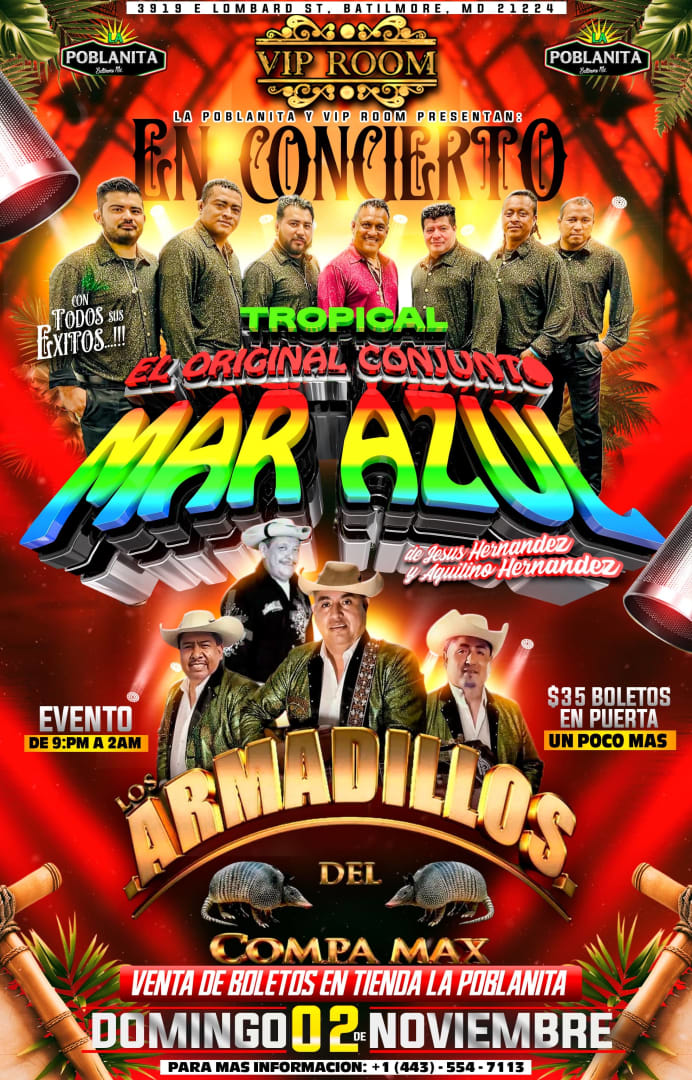 Event - Mar Azul & Los Armadillos Del Compa Max  - Baltimore, Maryland - November 2, 2025 | concert tickets