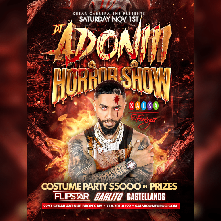 Event - Official Dj Adoni Horror Show and Costume Party at Salsa Con Fuego - Bronx, NY - Sat, November 1, 2025} | concert tickets